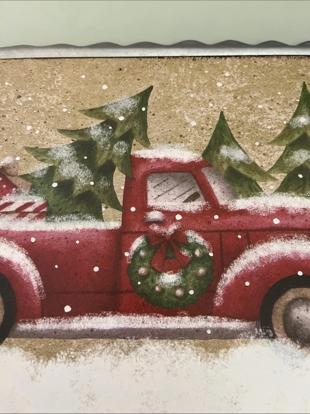 Burton Red Vintage Truck Christmas Wall Art